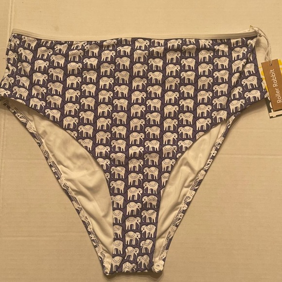 NWT Roller Rabbit Women's The Original Hathi Print High Waist Bikini Bottom XL - Picture 5 of 11